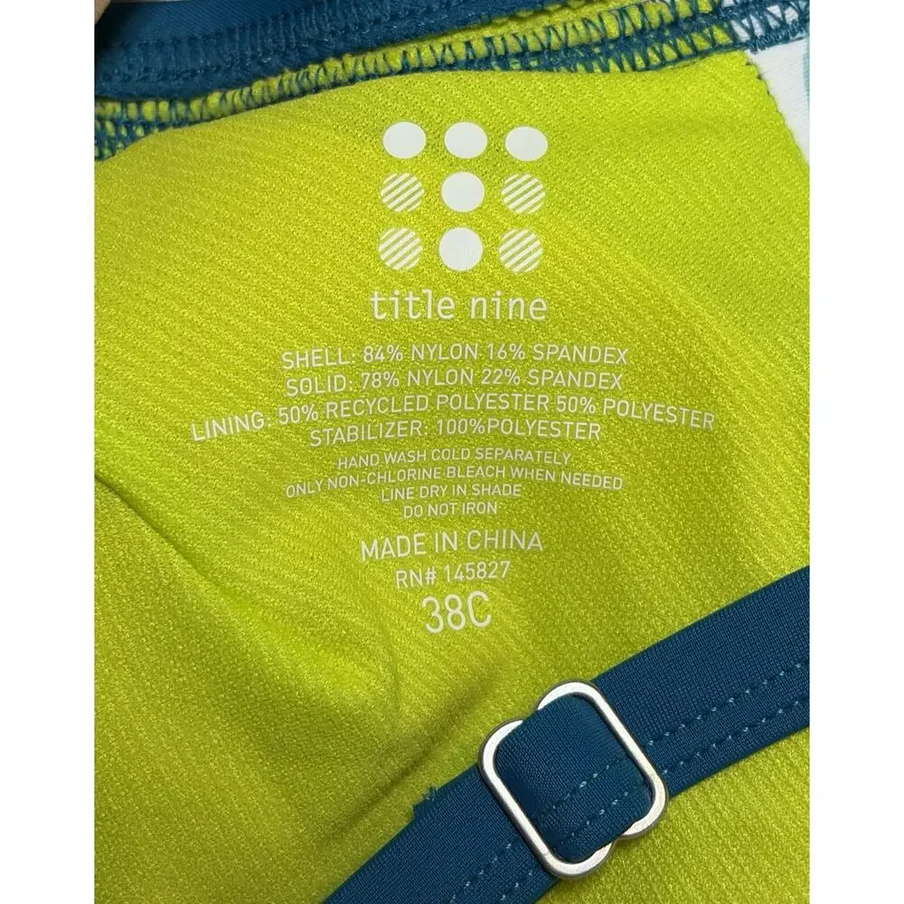 New Title Nine Women's Pele Bikini Top Stripes Underwire Bra Teal Blue Size 38C - Picture 3 of 5